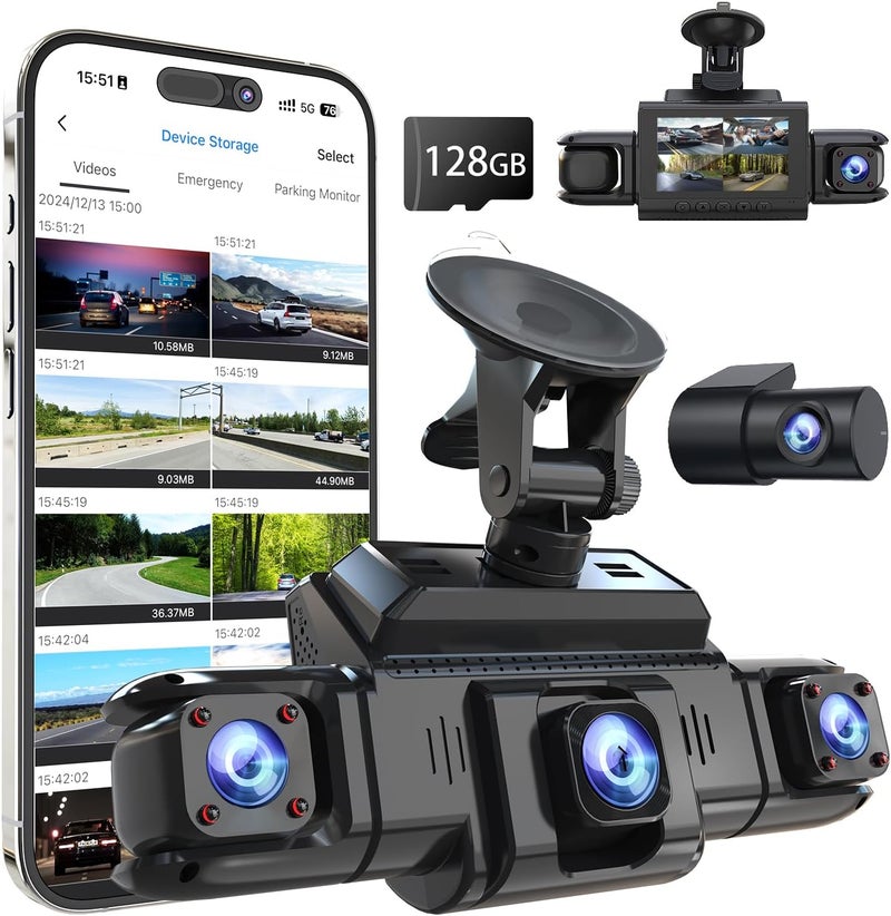 ZMOPO 360 View 4 Channel Dash Cam Front and Rear Left Right Inside Camera for Cars, GPS and 5G Band WiFi, Night Vision, 160 Wide Angle, WDR, 24H Parking Mode, Supercapacitor, Included 128GB Card - Image 1